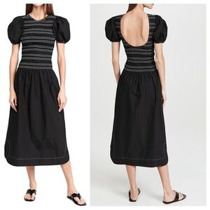 Ganni Poplin black dress